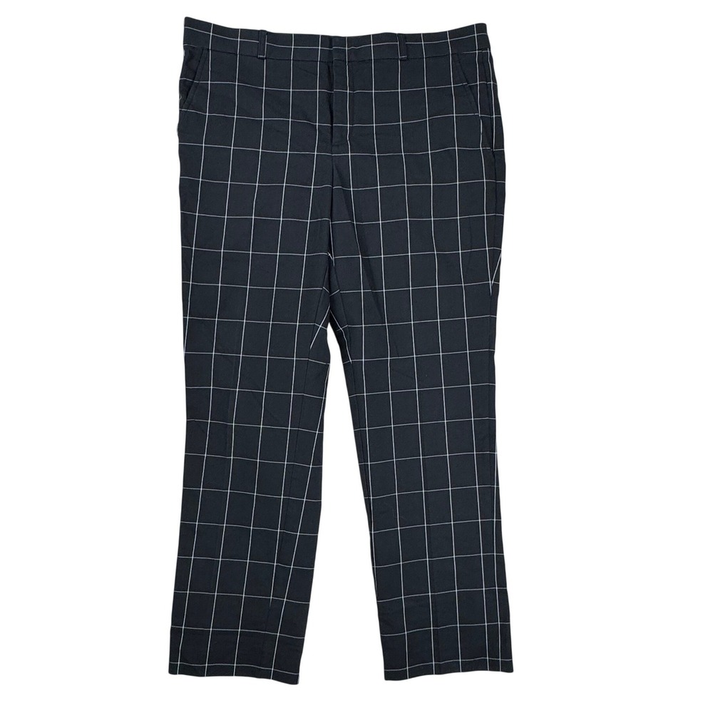 Banana Republic Ryan Black White Windowpane Check Slim Straight Dress Pants 14